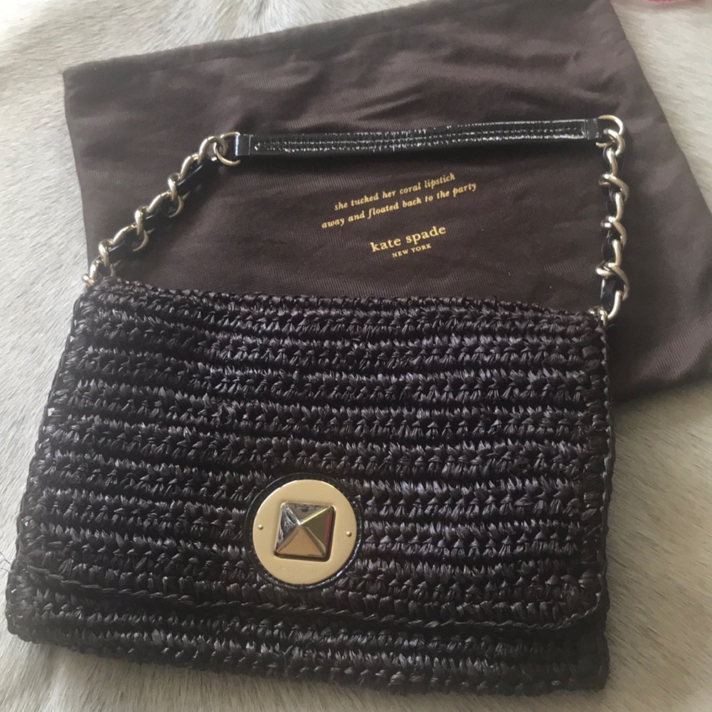 Kate Spade Raffia purse in chocolate brown